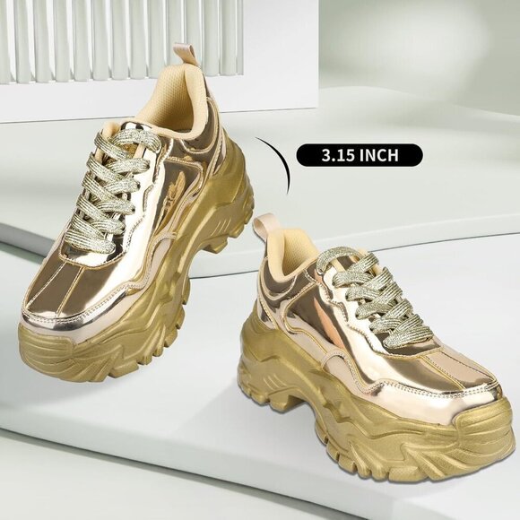 Niluber Walking Shoes Women Size (6-11) Gold Hologram Thermoplastic Polyurethane - Picture 6 of 7